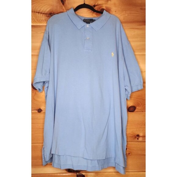 Ralph Lauren Polo Shirt Men's 4XB BIG Light Blue Pony Logo Short Sleeve Shirt - Picture 1 of 15